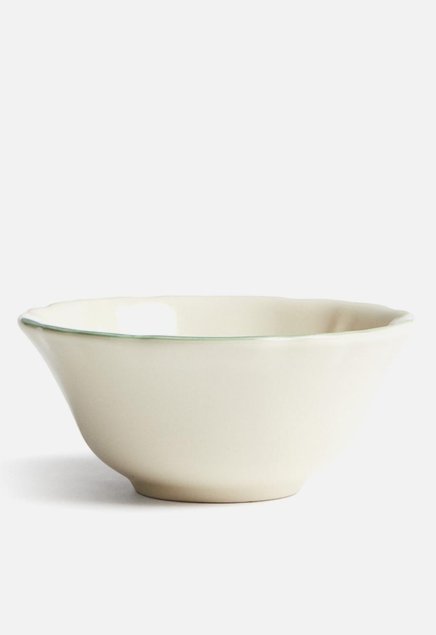H&M - Stoneware bowl - light beige/green