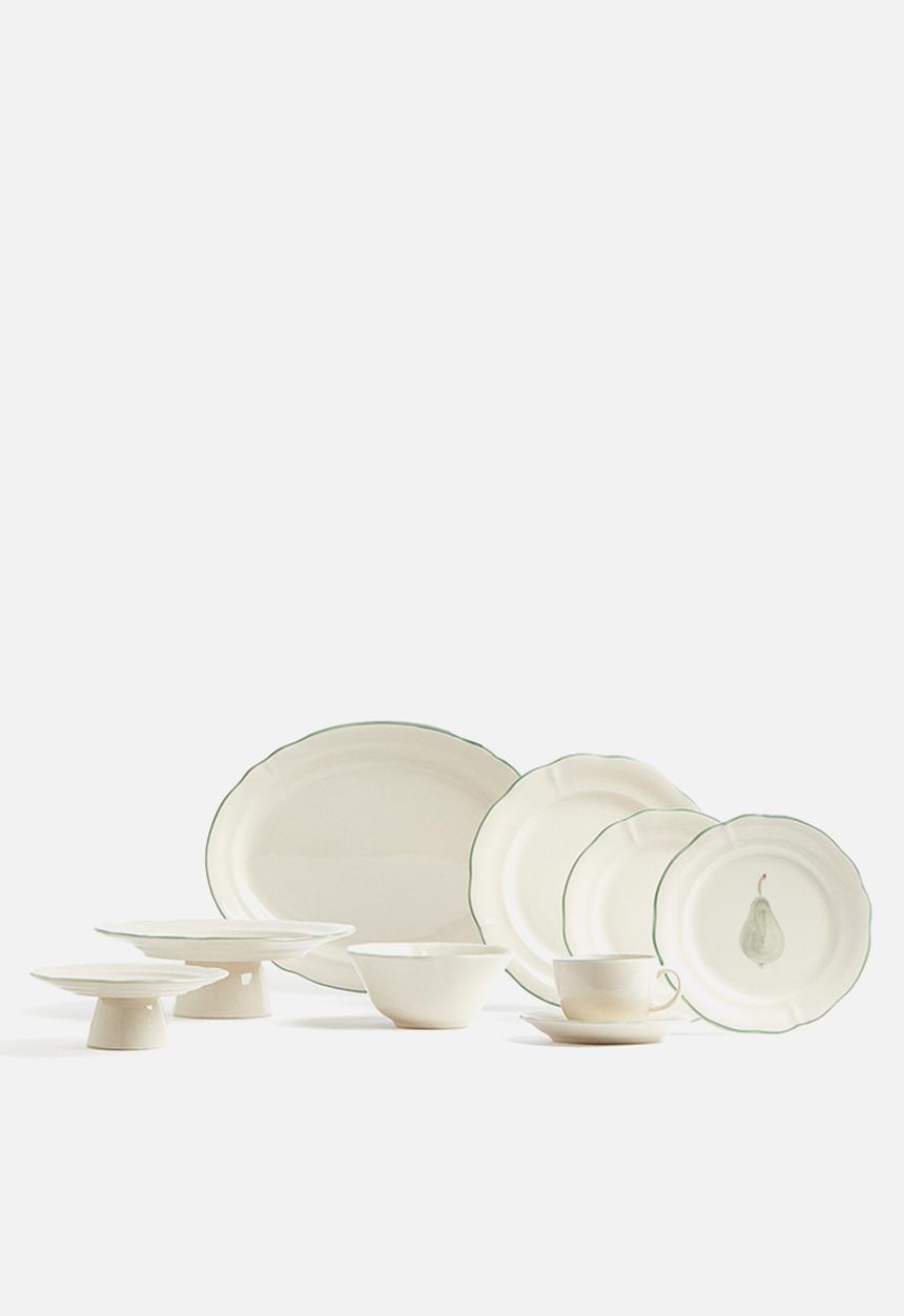 H&M - Stoneware bowl - light beige/green