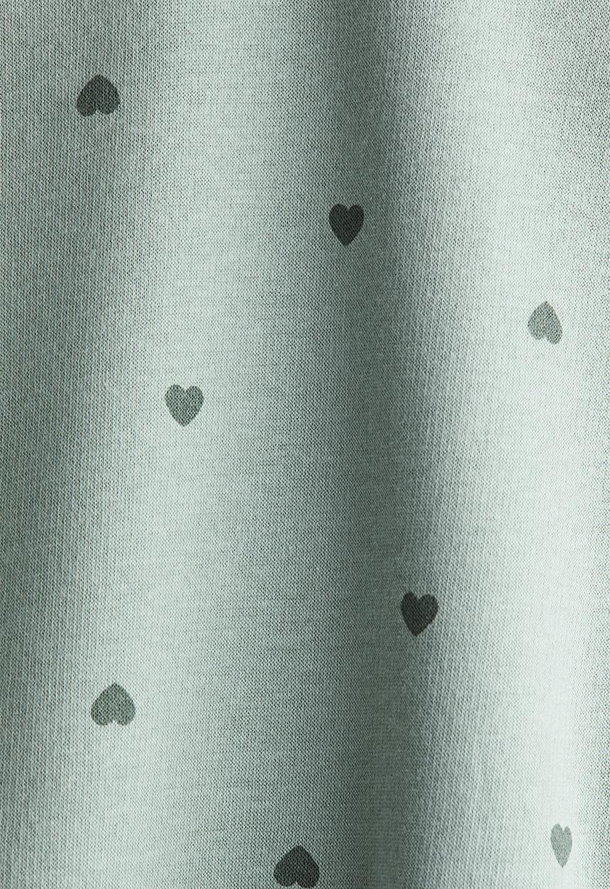 H&M - Oversized brushed-inside sweatshirt - dusty green hearts