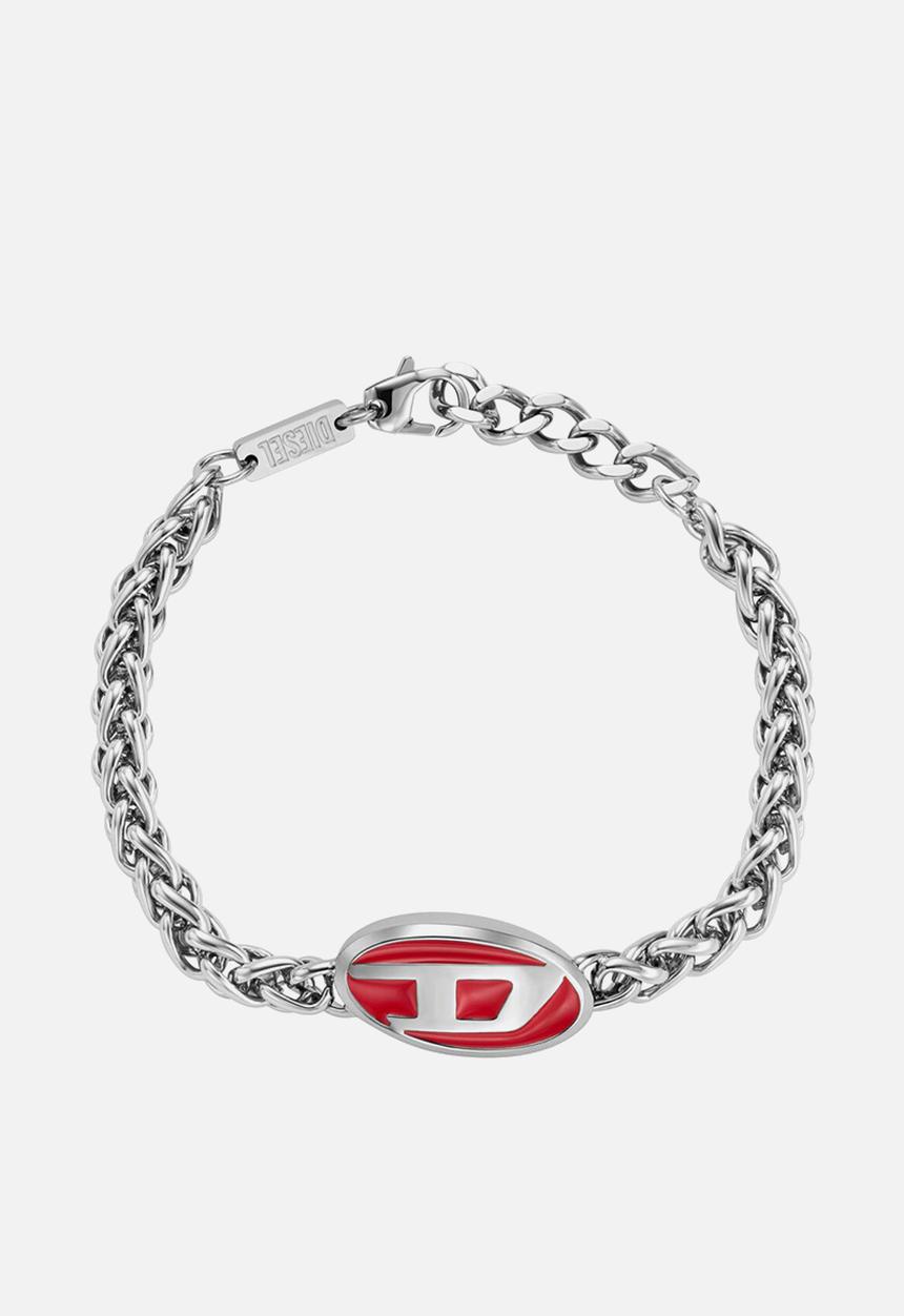 Diesel  - Red Enamel And Stainless Steel Chain Bracelet Dx1445040 - Red