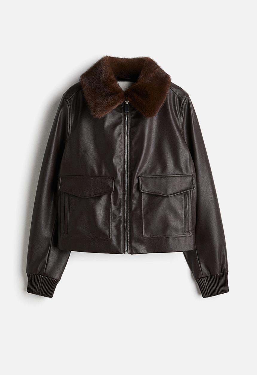 H&M - Collared coated jacket - dark brown