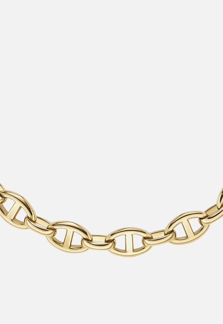 Fossil - Heritage D-Link Gold-Tone Stainless Steel Anchor Chain Necklace JF04521710