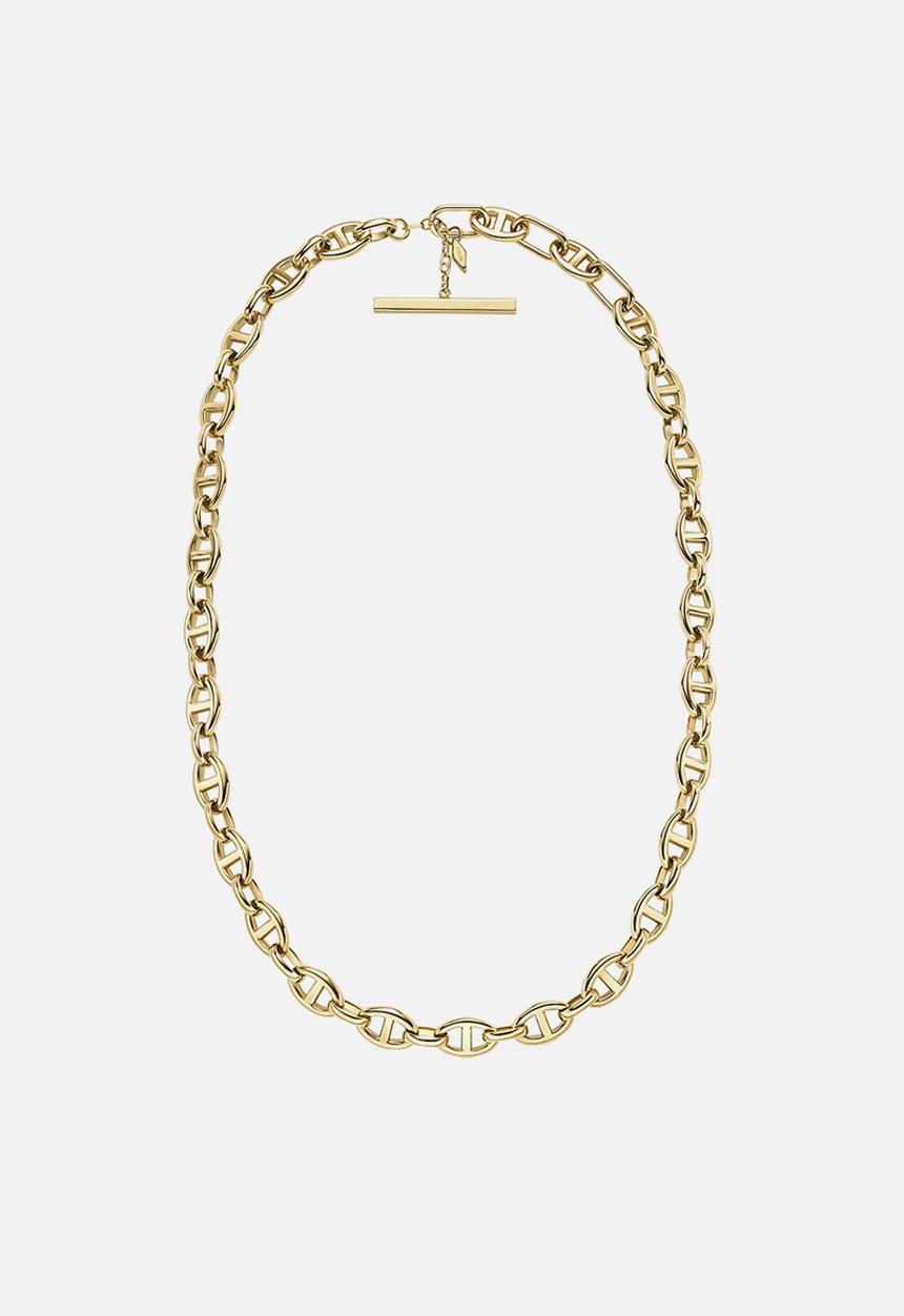Fossil - Heritage D-Link Gold-Tone Stainless Steel Anchor Chain Necklace JF04521710