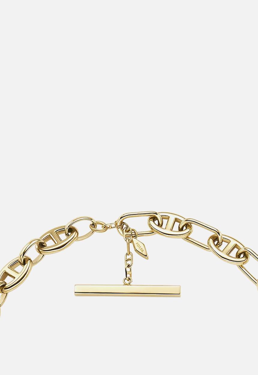 Fossil - Heritage D-Link Gold-Tone Stainless Steel Anchor Chain Necklace JF04521710