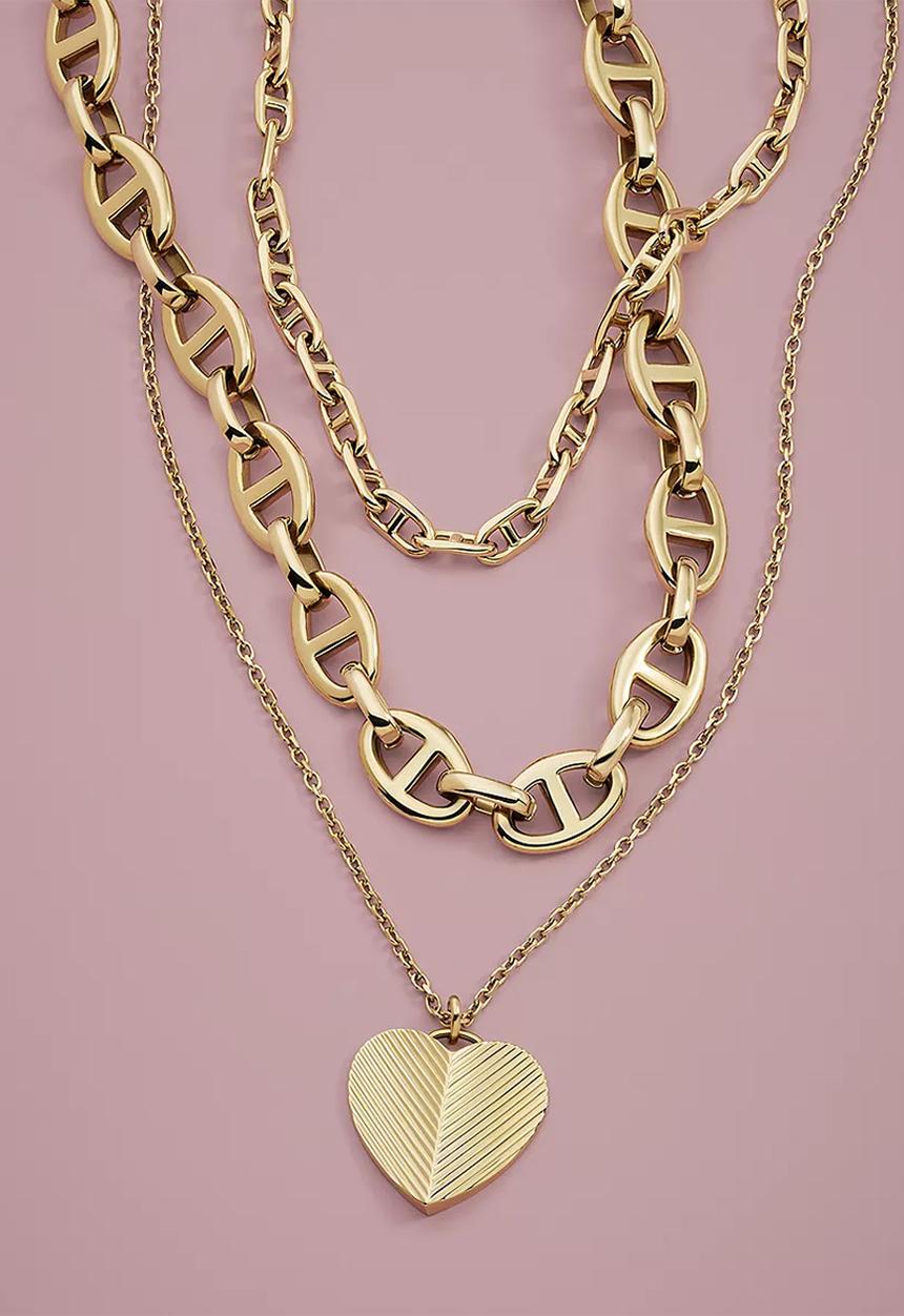 Fossil - Heritage D-Link Gold-Tone Stainless Steel Anchor Chain Necklace JF04521710