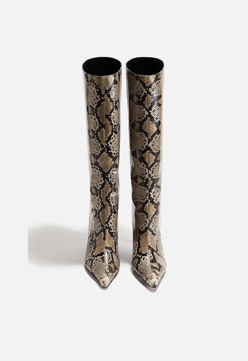 H&M - Knee-high boots - beige/snakeskin pattern