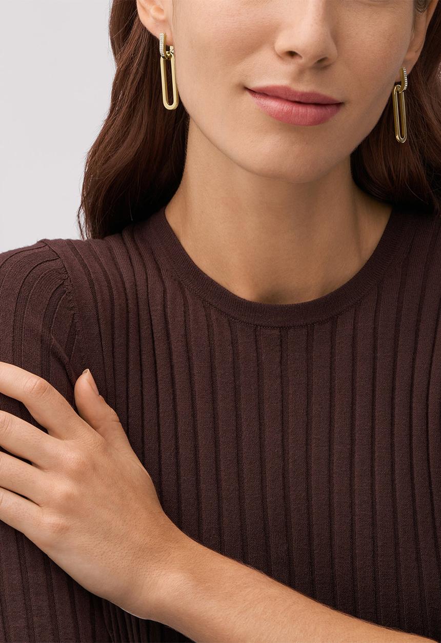 Fossil - Heritage D-Link Glitz Gold-Tone Stainless Steel Drop Earrings  JF04587710 