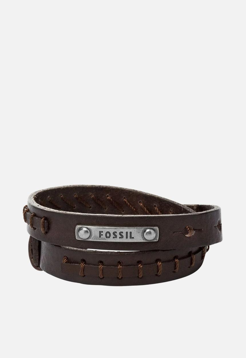 Fossil - Brown Leather ID Bracelet JF87354040 - brown