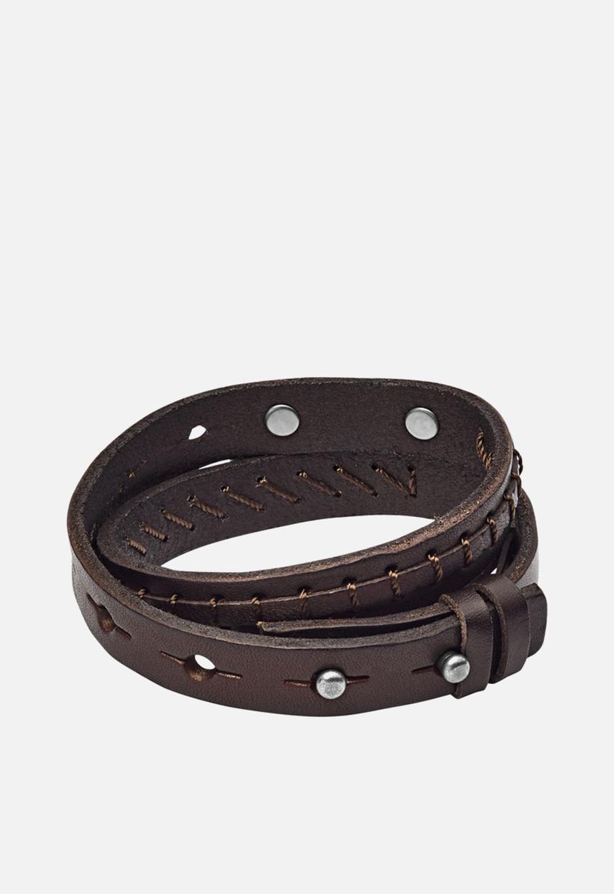 Fossil - Brown Leather ID Bracelet JF87354040 - brown