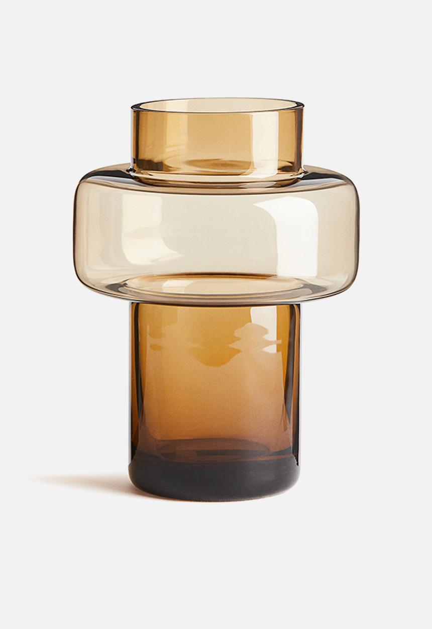 H&M - Extra-small tiered glass vase - amber-coloured