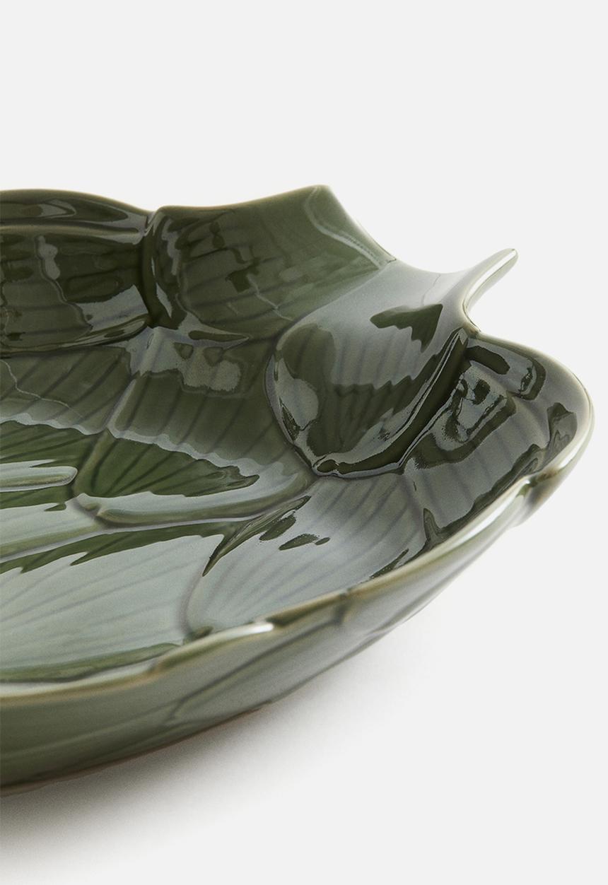 H&M - Large figurative stoneware serving bowl - green/artichoke 