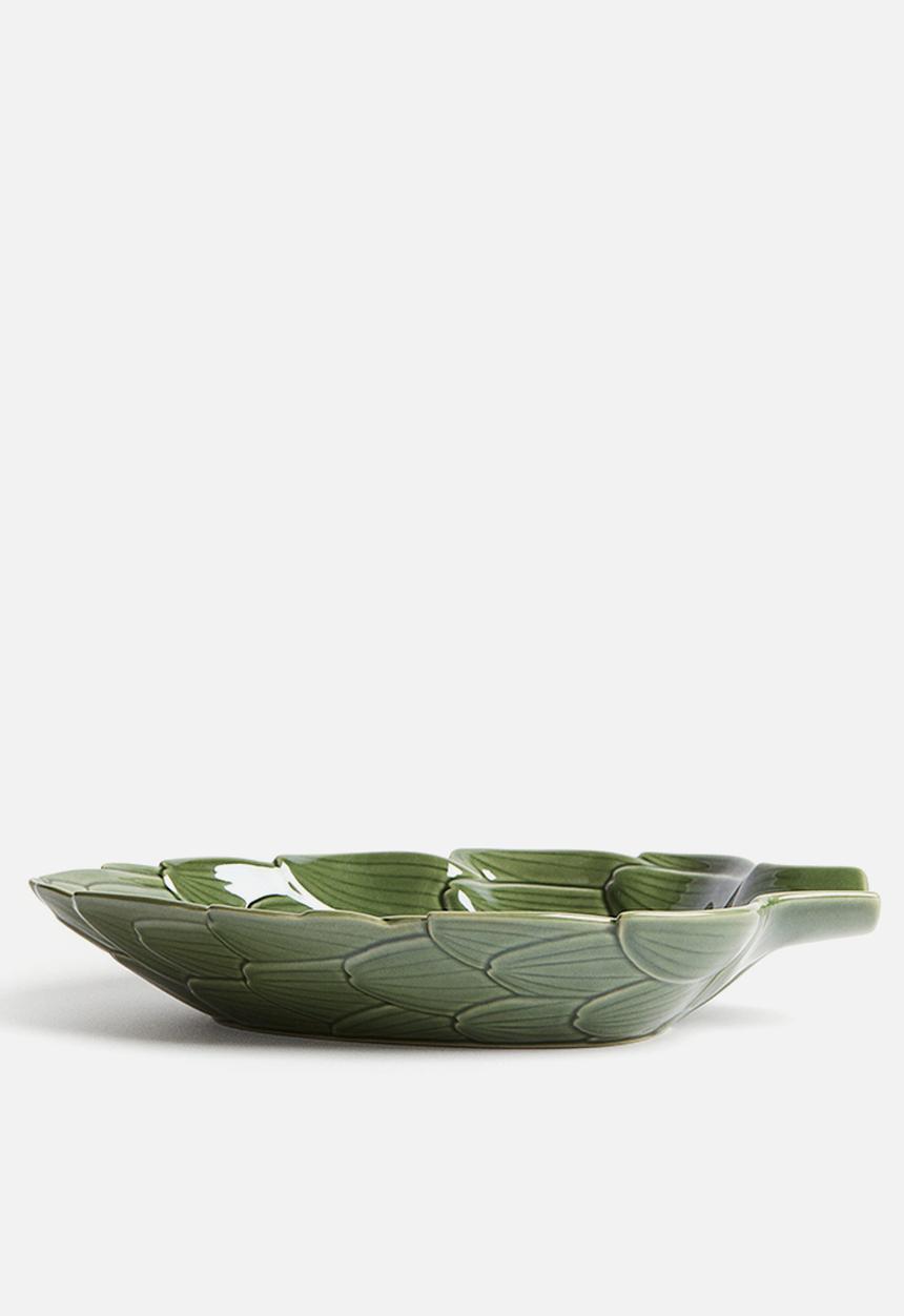 H&M - Large figurative stoneware serving bowl - green/artichoke 