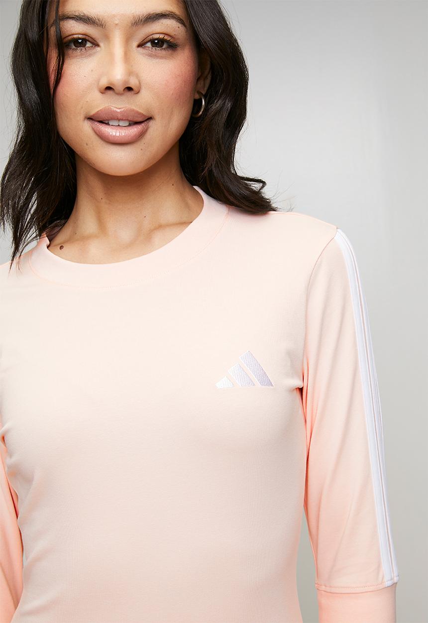adidas Performance - W 3S Crew Dress - Blush Pink / White