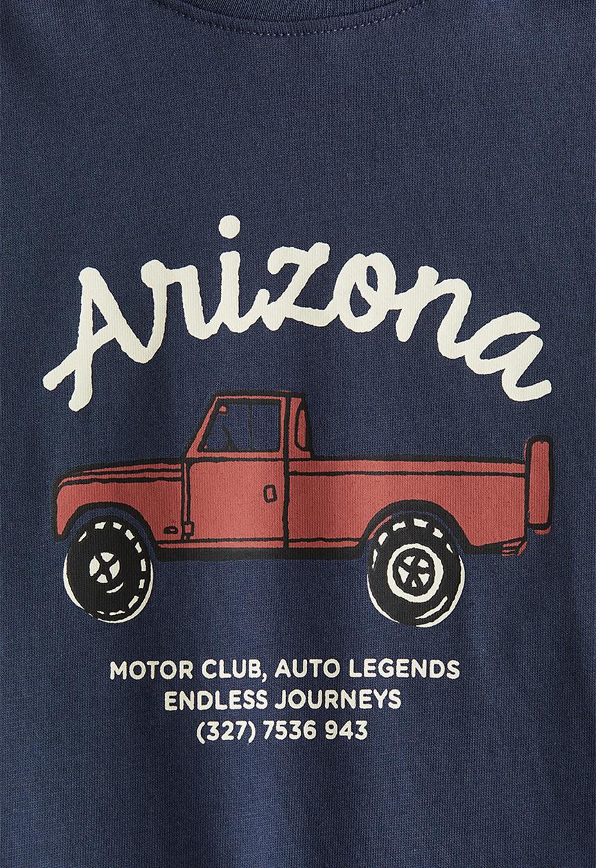 H&M - Printed T-shirt - navy blue/arizona