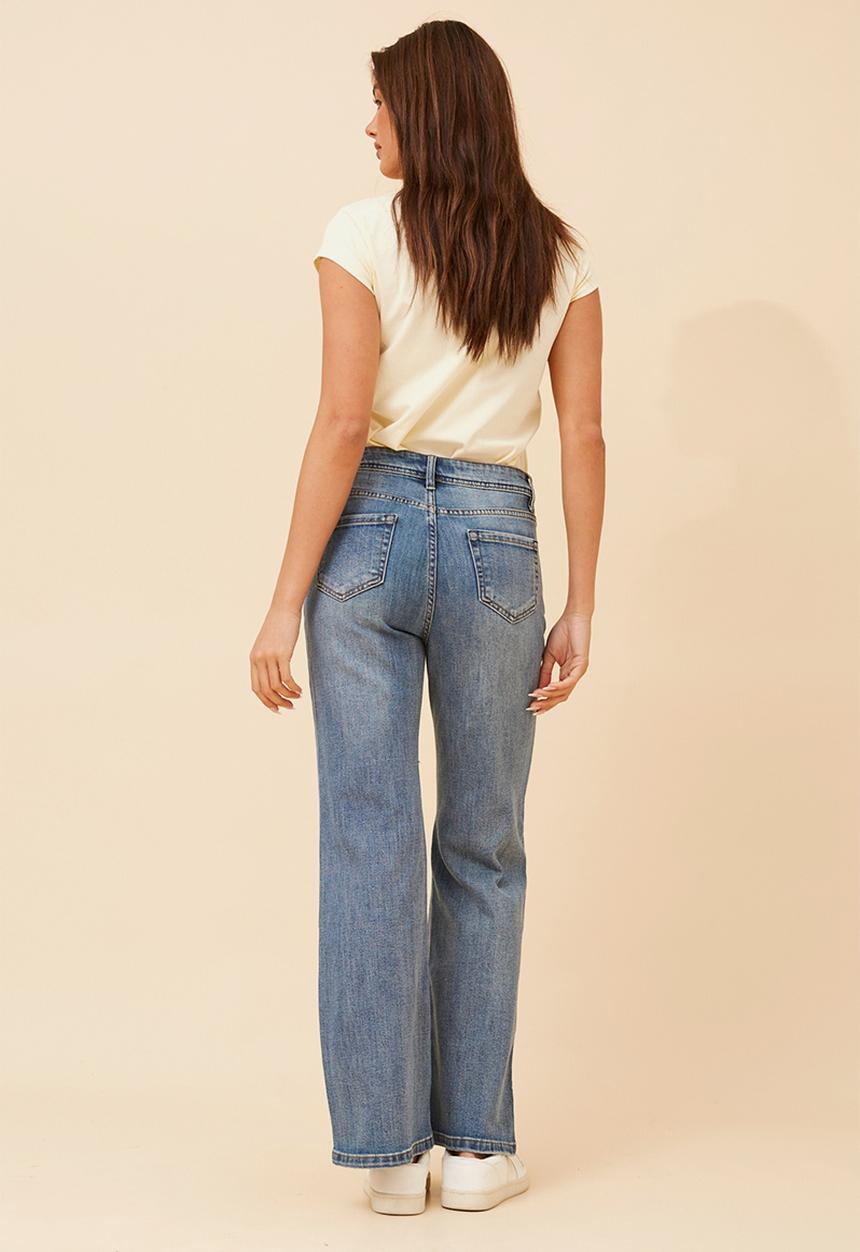 Stella Morgan - Mid Waist Slim Fit Bootleg Denim Jean - Mid Denim