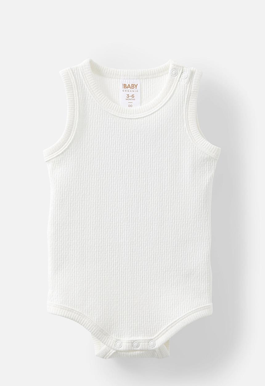 Cotton On - 3 Pack Organic Pointelle Sleeveless  Bubbysuit - Milk