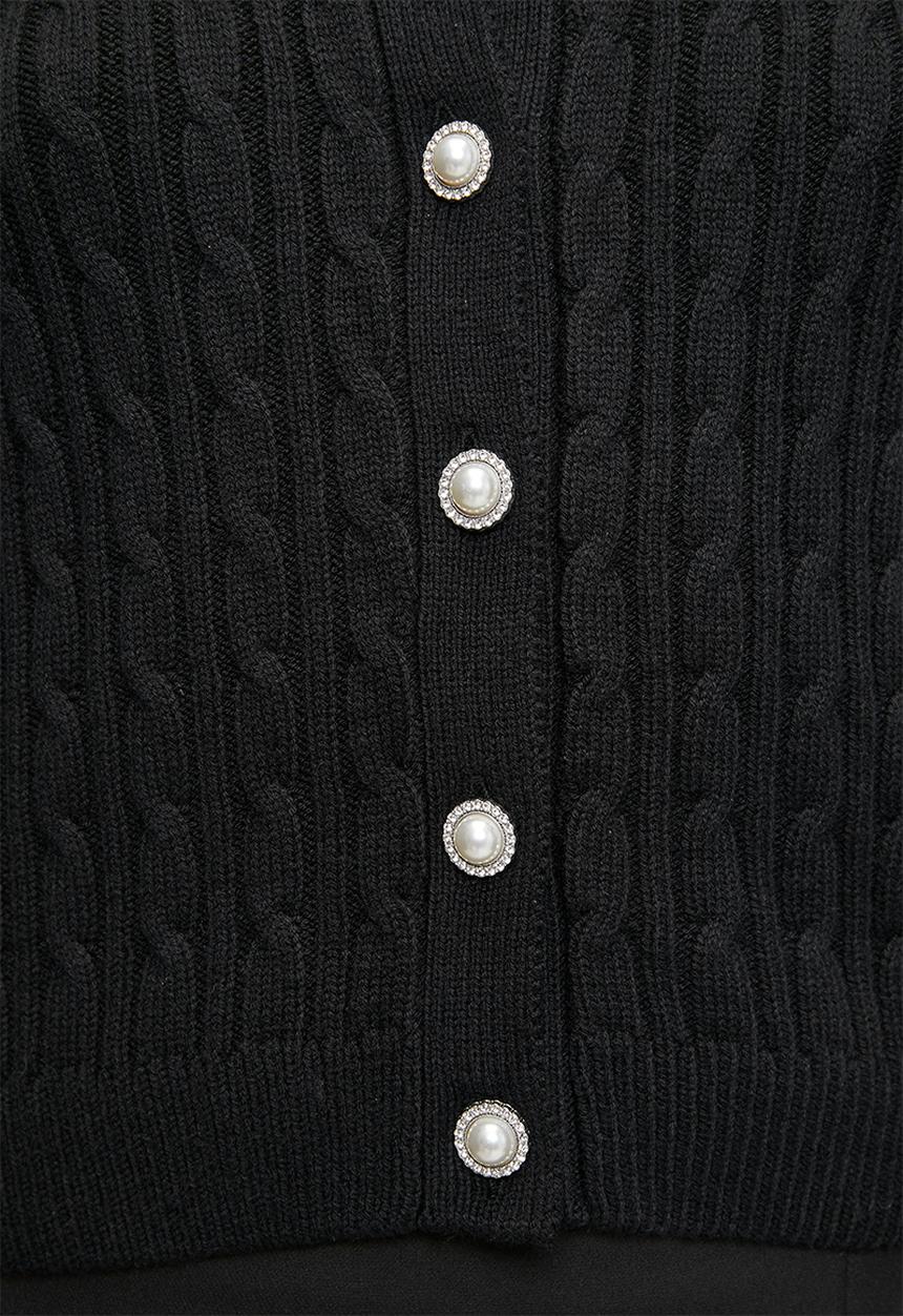 GUESS - Lds Sienna Scoop Neck Long Sleeve Cardi Swtr - Black