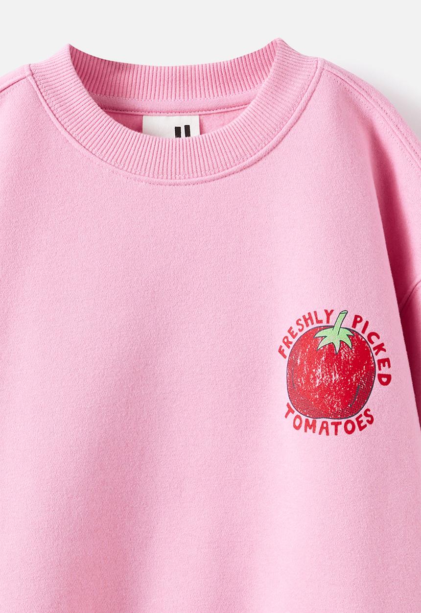 Cotton On - Sammy Oversized Crew - Strawberry Milk/Freshly Pickled