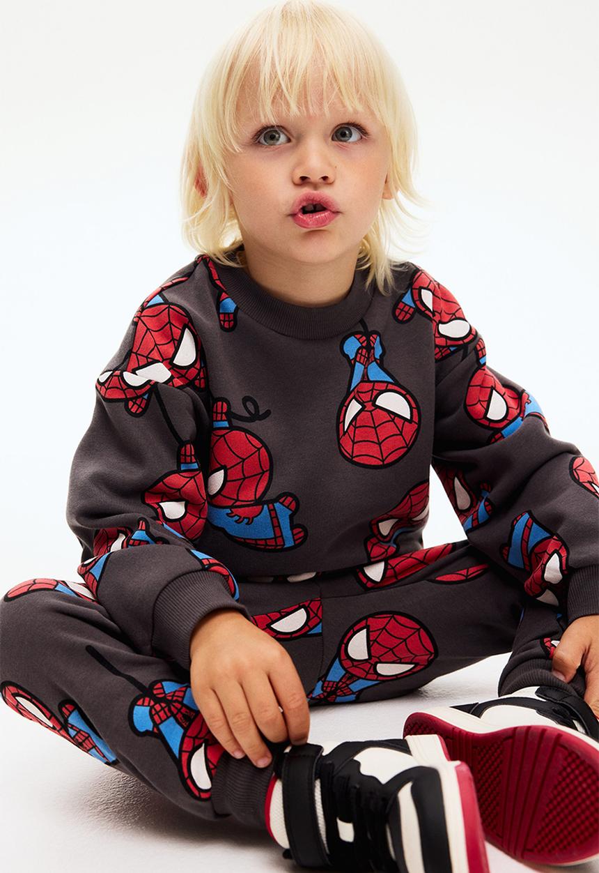 H&M - 2-Piece printed sweatshirt set - grey/marvel comics