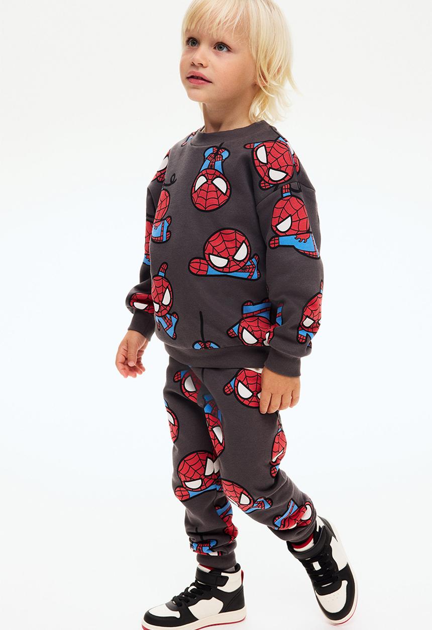 H&M - 2-Piece printed sweatshirt set - grey/marvel comics