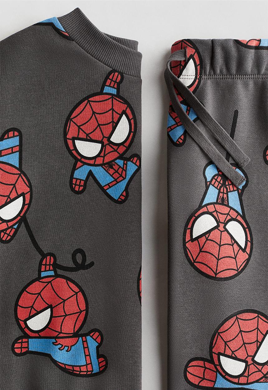 H&M - 2-Piece printed sweatshirt set - grey/marvel comics