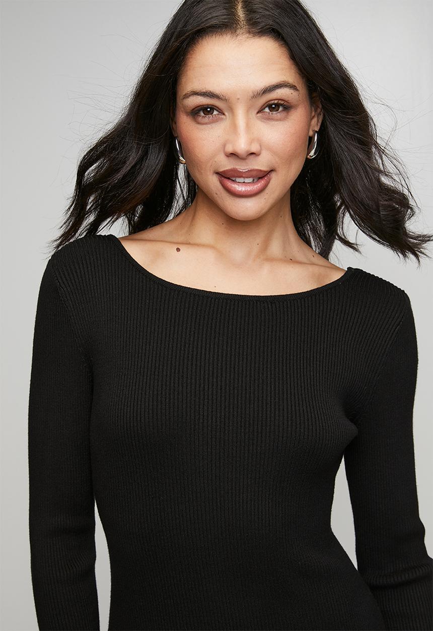 GUESS - Lds Es Juliette Long sleeve Dress Swtr - Black