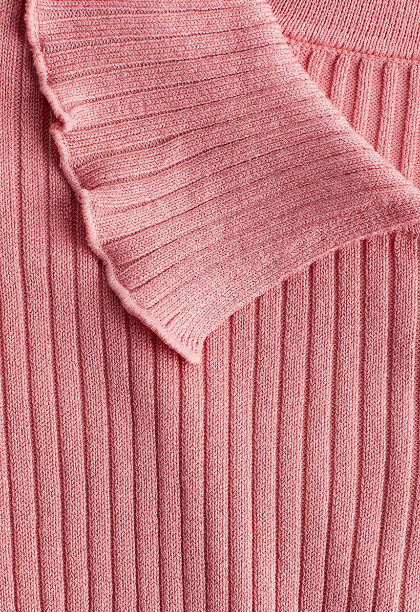 H&M - Rib-knit polo jumper - dusty pink
