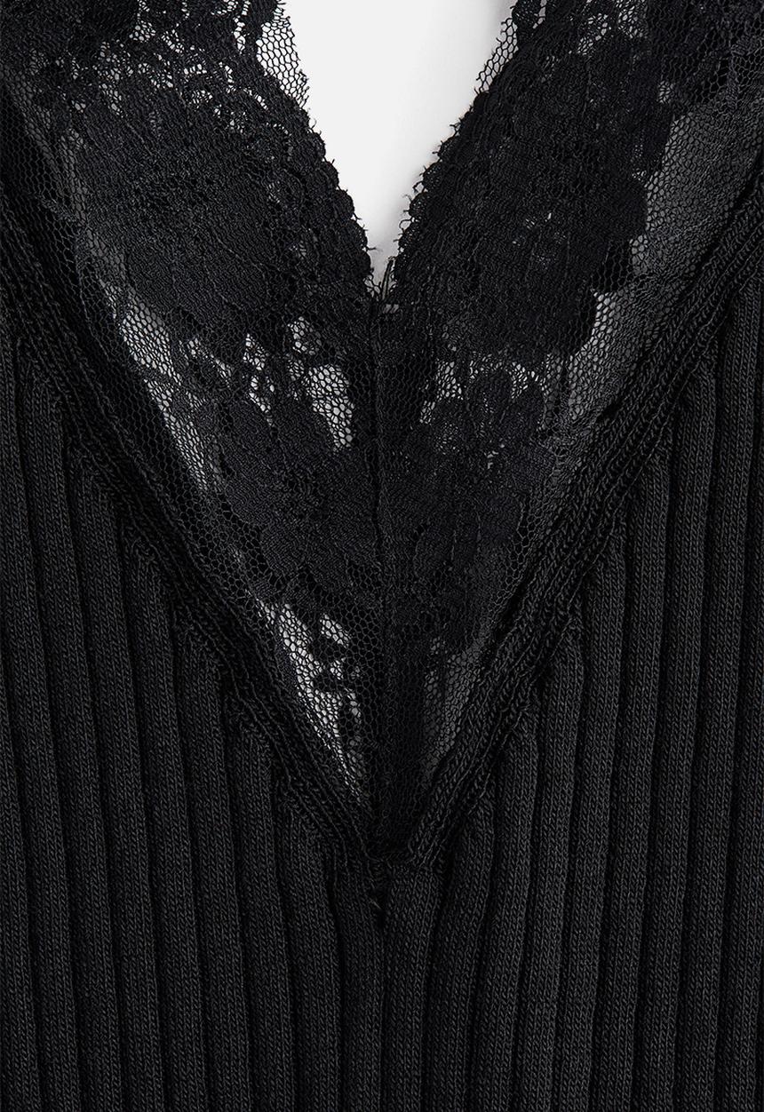 H&M - Lace-trimmed vest top - black