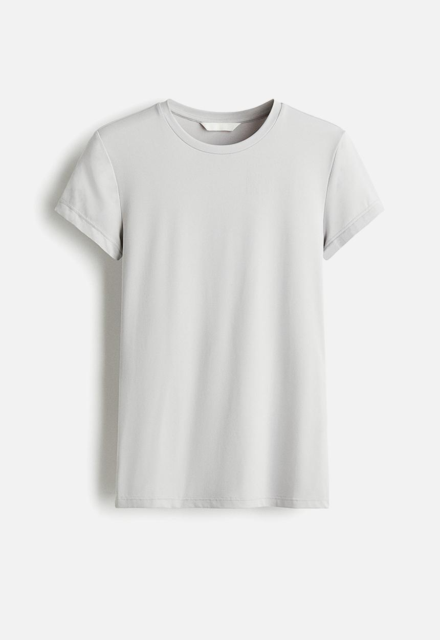 H&M - Fitted microfibre t-shirt - light grey