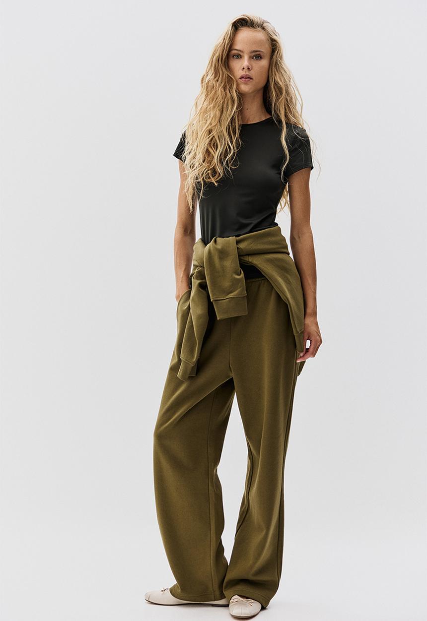 H&M - Fitted microfibre t-shirt - dark green