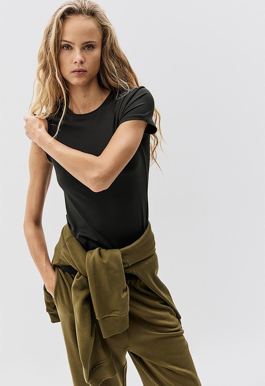 H&M - Fitted microfibre t-shirt - dark green