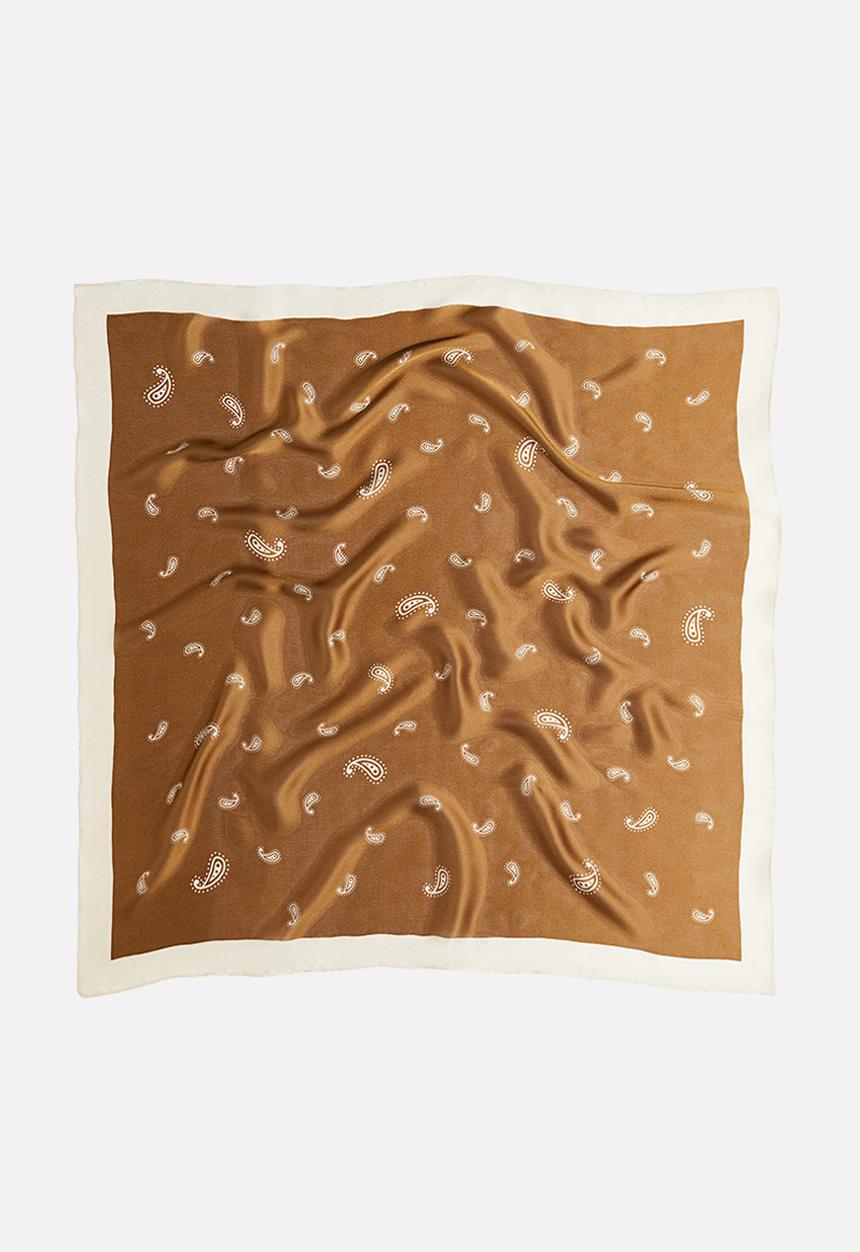H&M - Patterned scarf - khaki green/paisley pattern