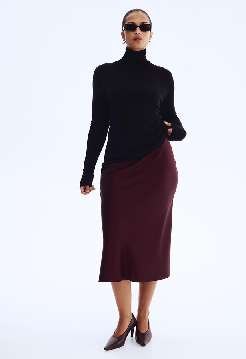 H&M - Midi skirt - burgundy