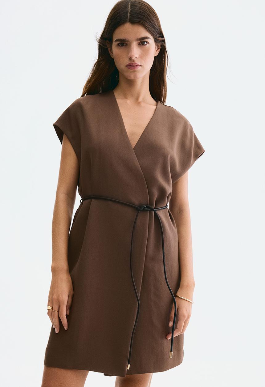 H&M - Tie-belt blazer dress - brown