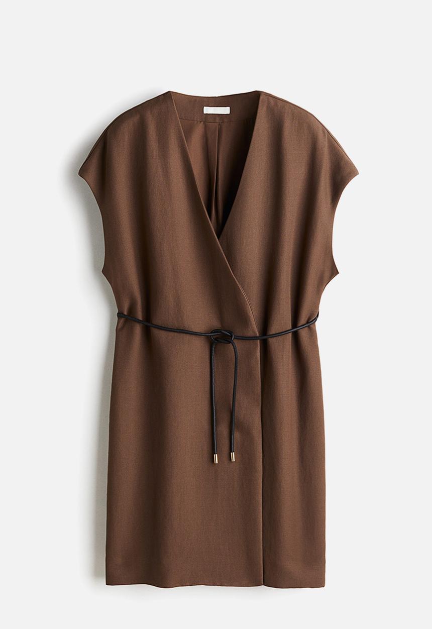 H&M - Tie-belt blazer dress - brown