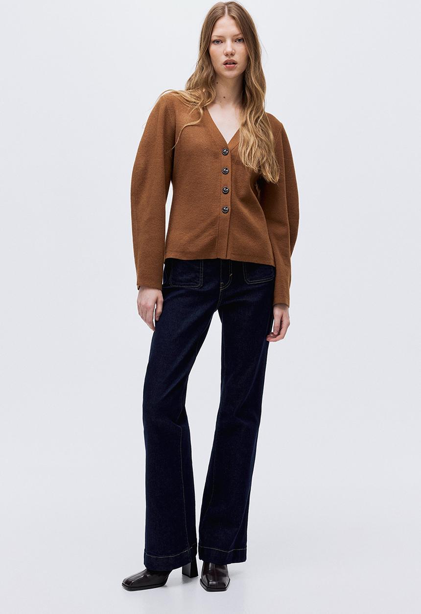 Knitted cardigan - brown - 1302378002