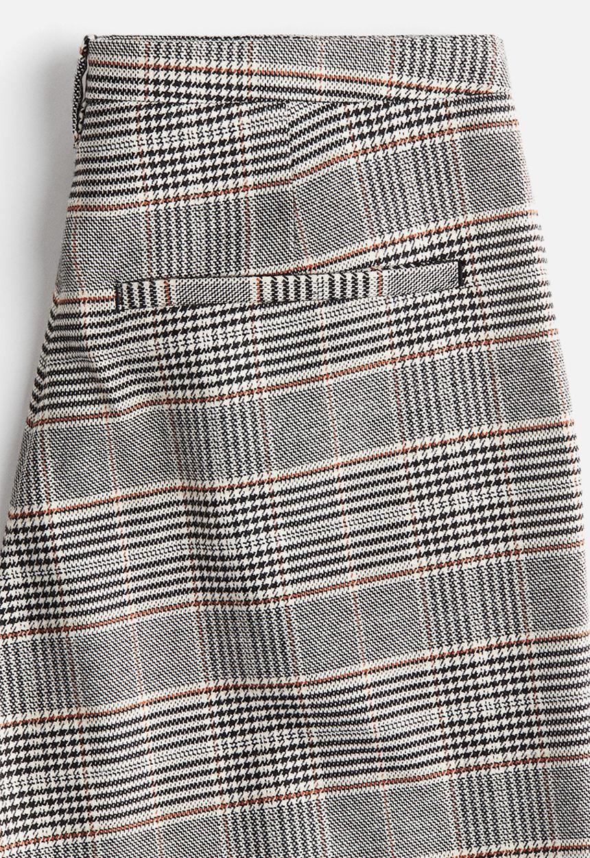 H&M - Wide tailored trousers - light beige checked