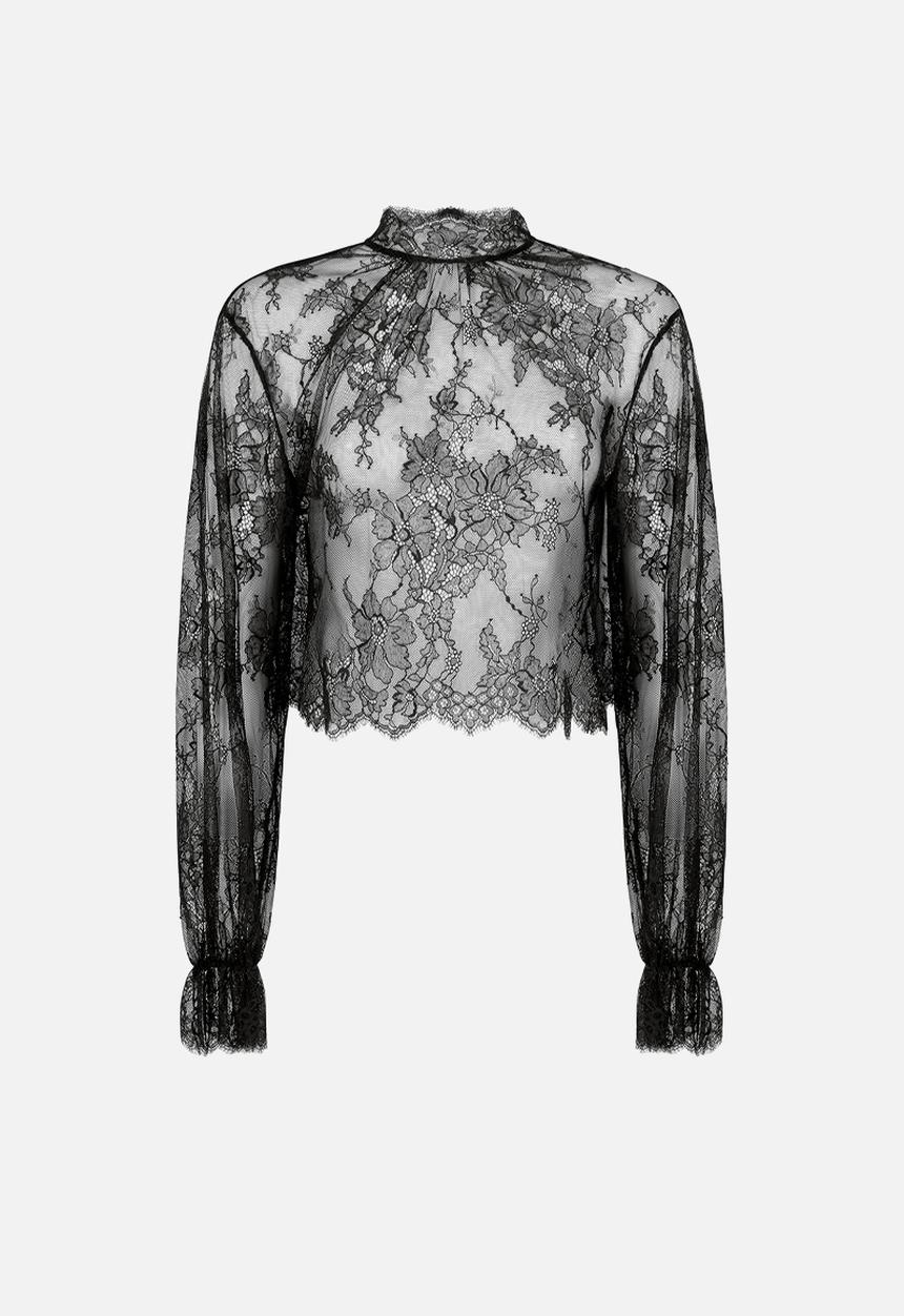 Hunkemoller - Top ls lace cecilia - caviar