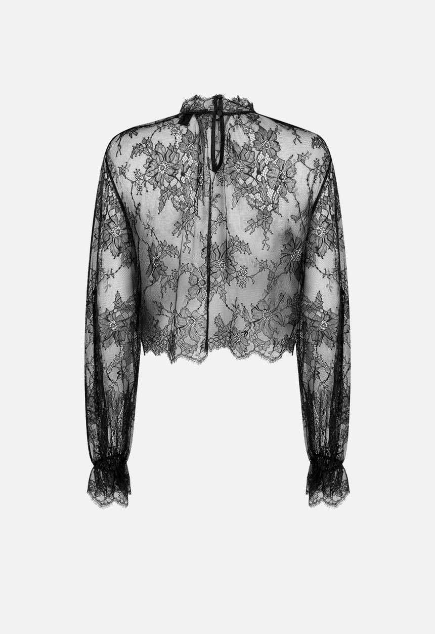 Hunkemoller - Top ls lace cecilia - caviar