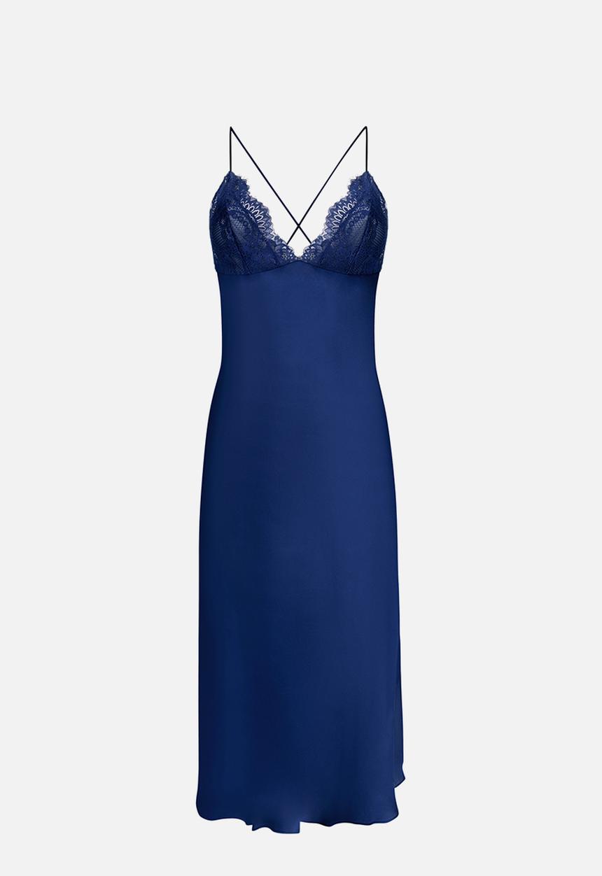 Sd satin lace midi dorothy - twilight blue