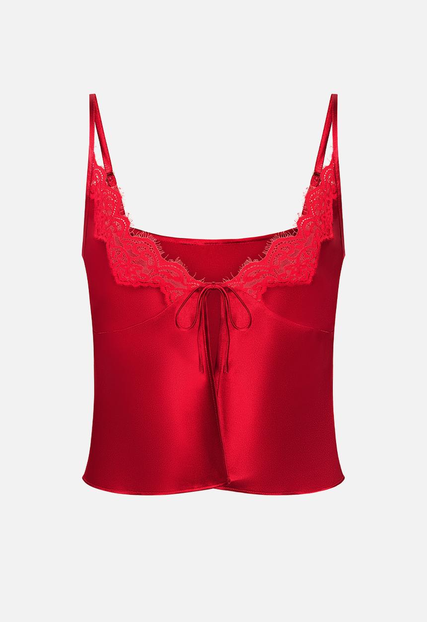 Hunkemoller - Cami satin lace mya - chili pepper