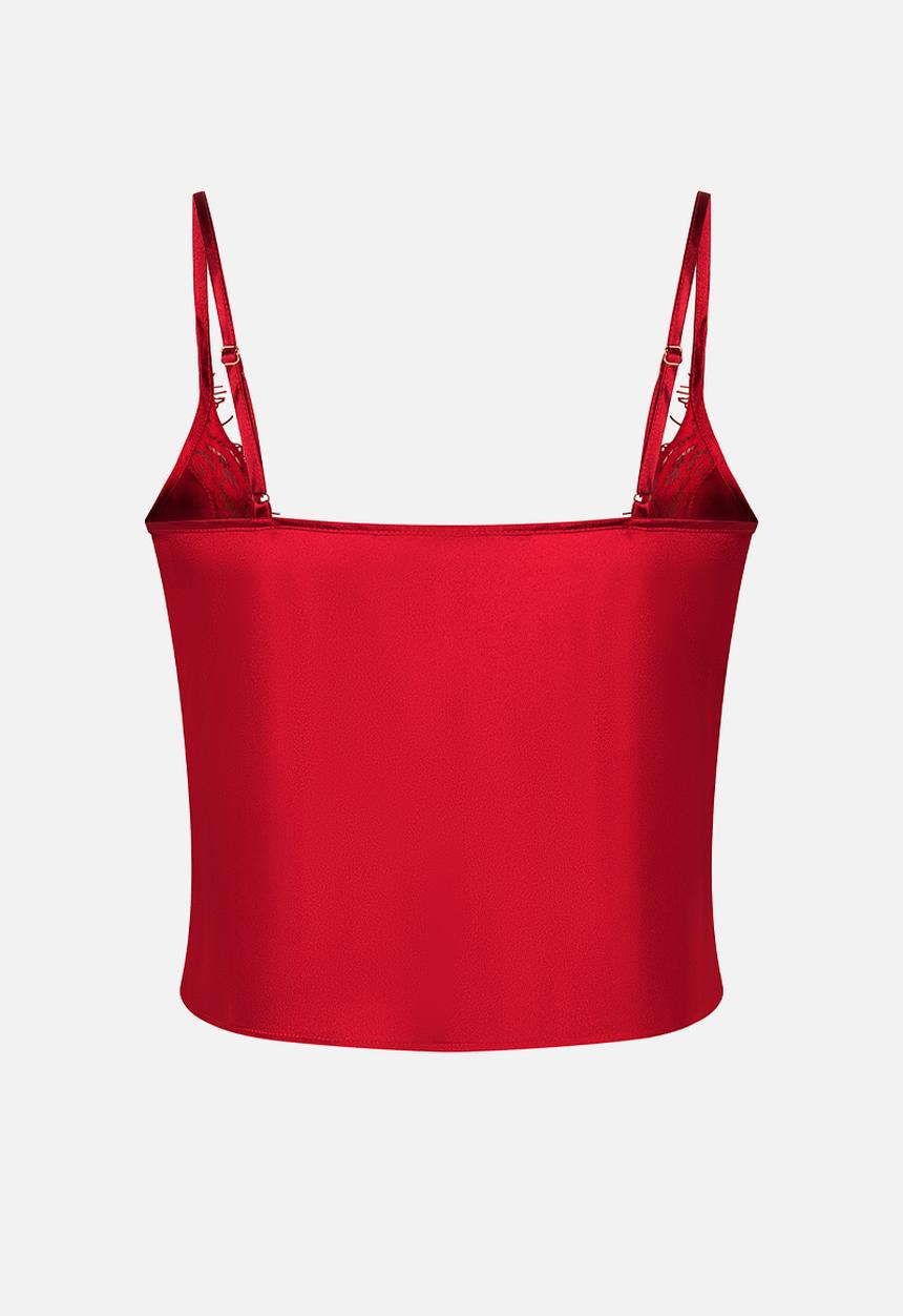 Hunkemoller - Cami satin lace mya - chili pepper