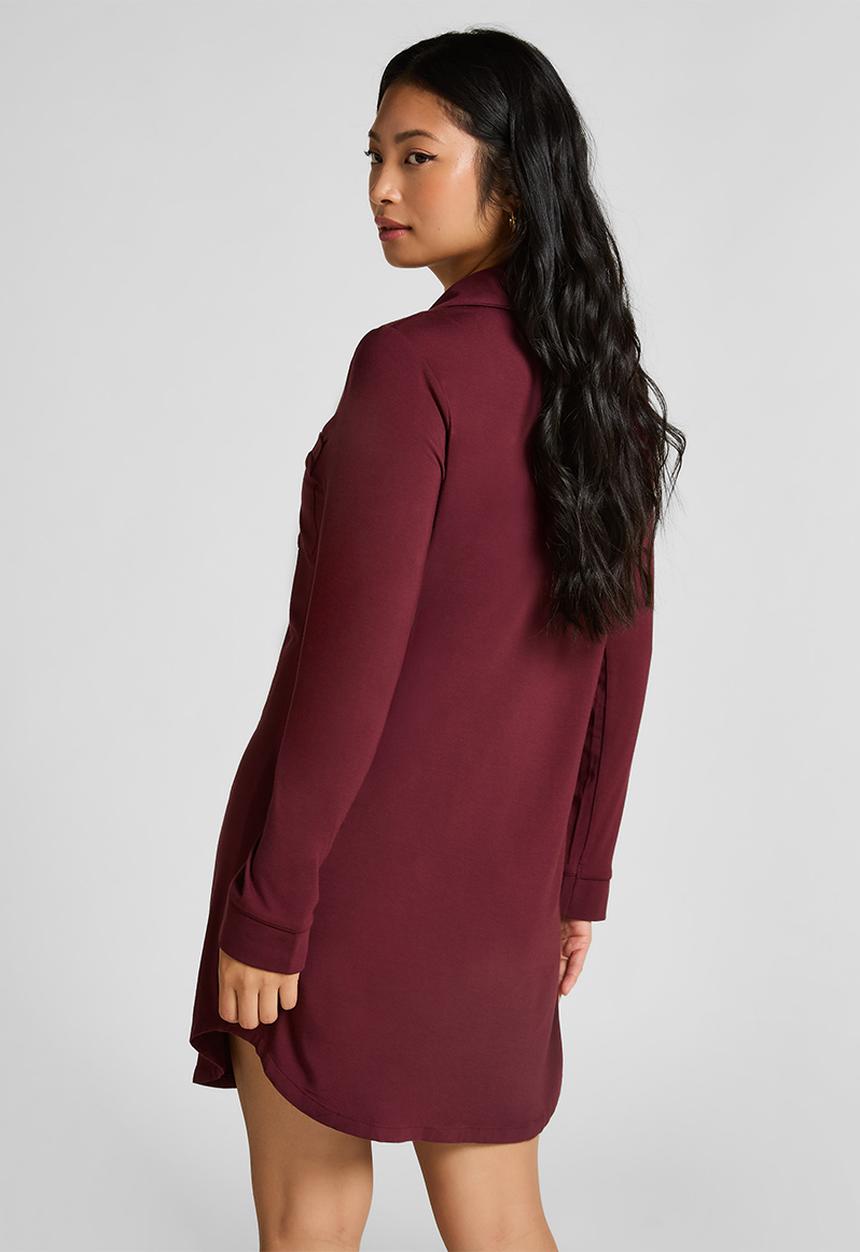 Hunkemoller - Shirtdress ls jersey essential - windsor wine