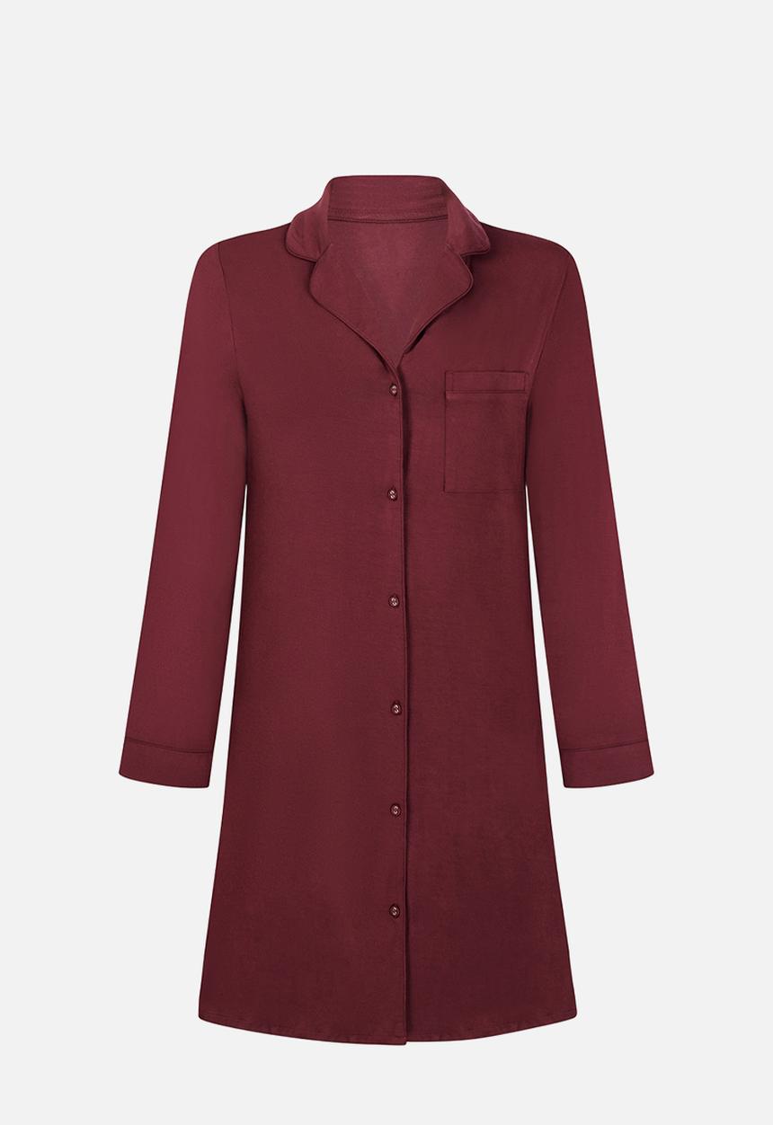Hunkemoller - Shirtdress ls jersey essential - windsor wine