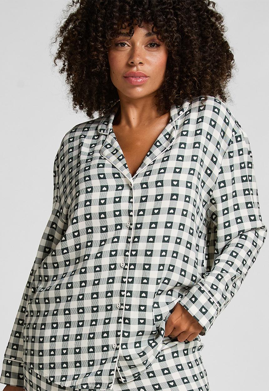 Hunkemoller - Pj ls vis twill print - green gables