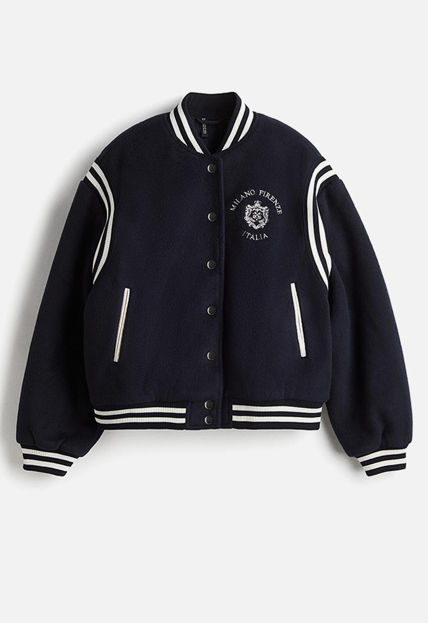 H&M - Fleece baseball jacket - navy blue/italia 