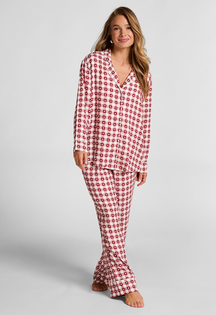 Hunkemoller - Pj ls vis twill print - red dahlia