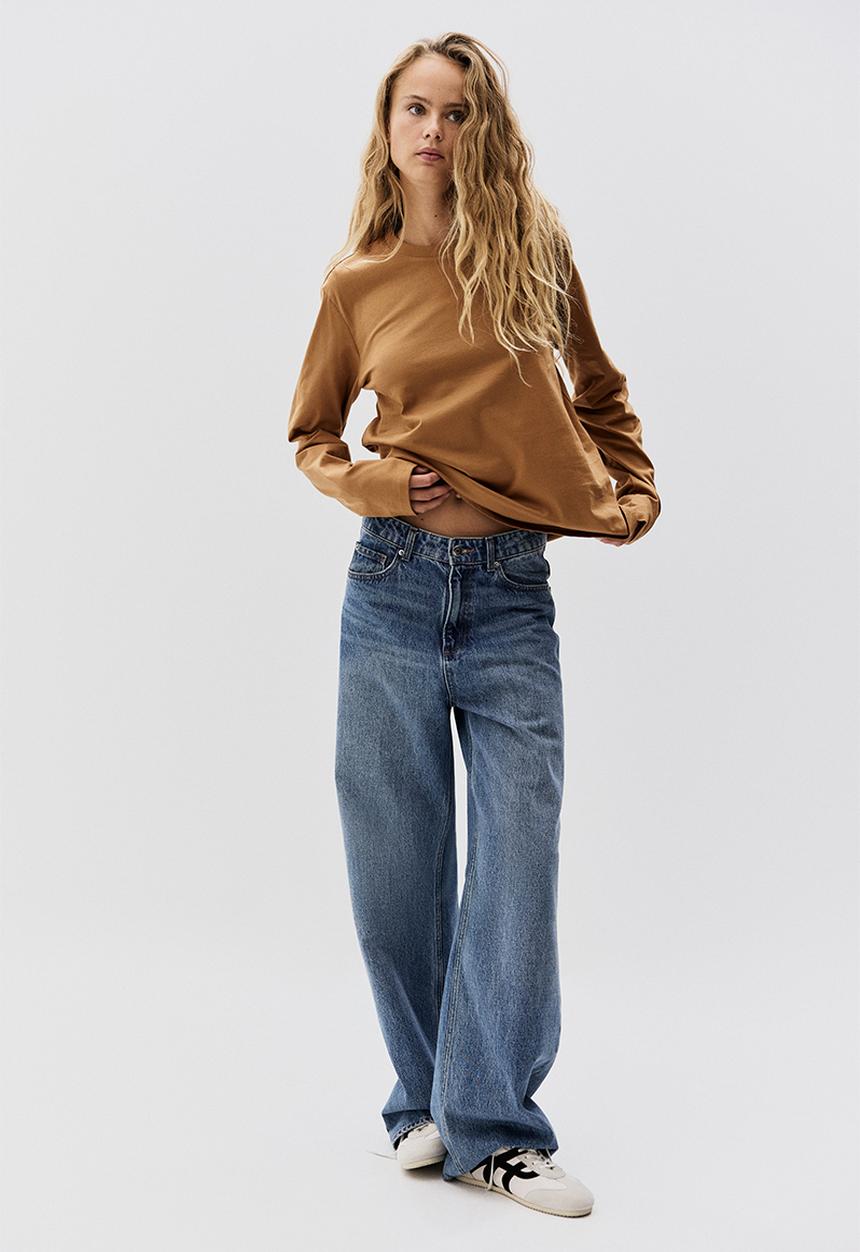H&M - Long-sleeved cotton top - dark beige