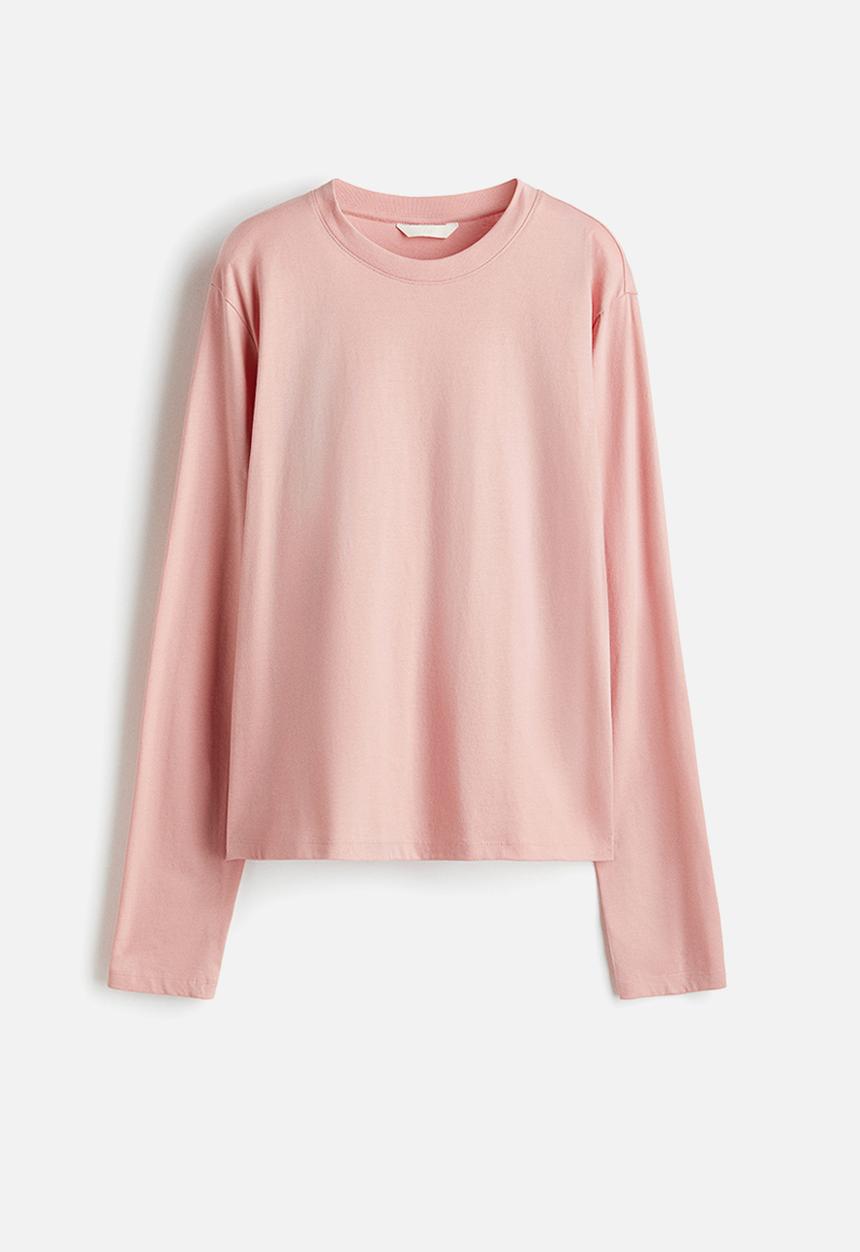 H&M - Long-sleeved cotton top - light pink