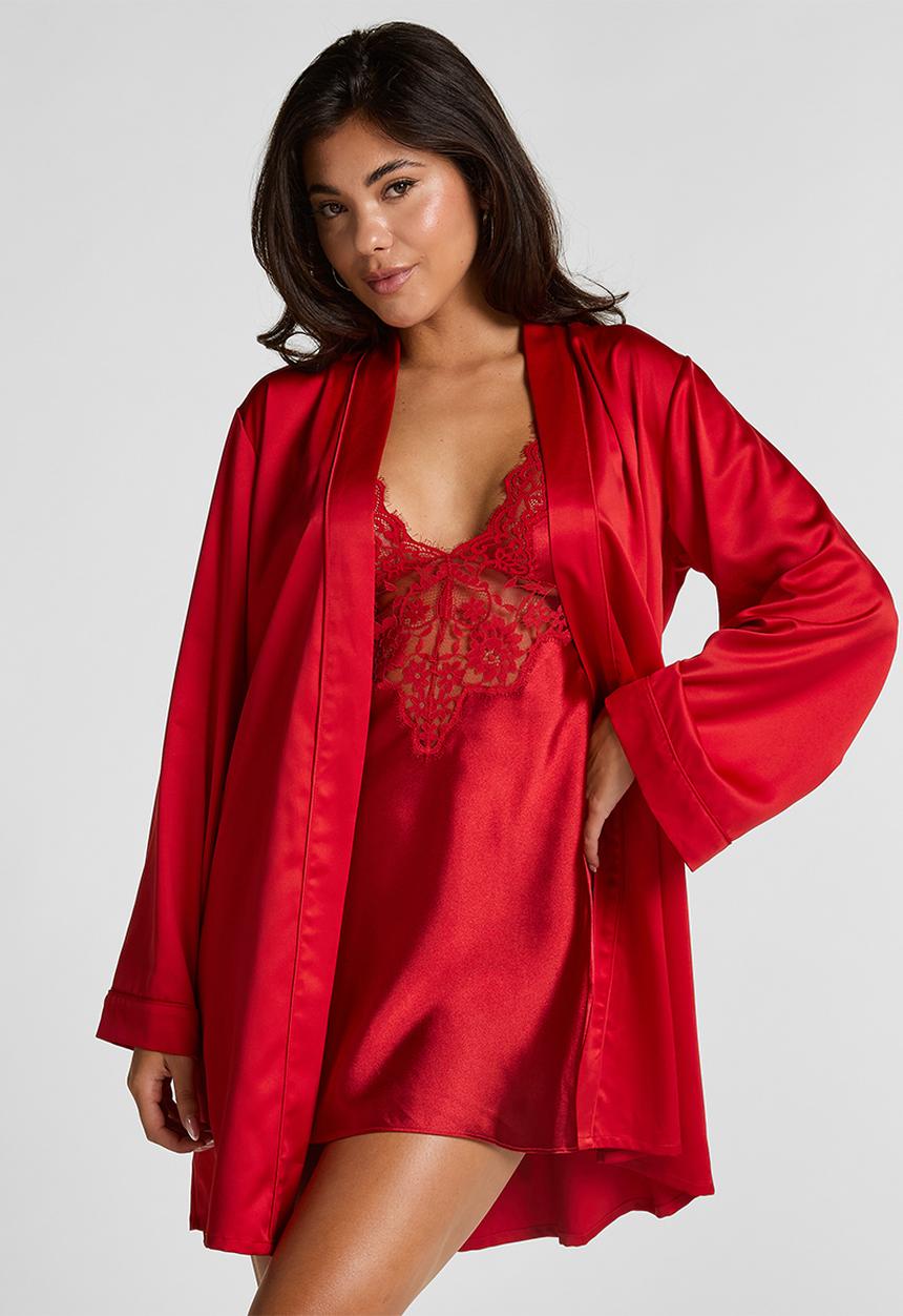 Hunkemoller - Kimono satin - chili pepper